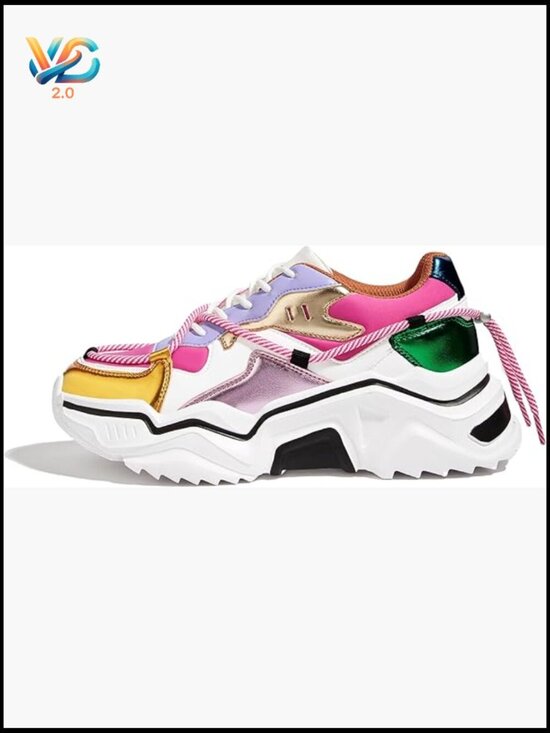 Shoes - Retro Platform Chunky Dad Sneakers Casual Walking Shoes Lace-Up